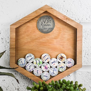 Marco de pared de madera 13th Anniversary 13 Reasons I Love You - Fichas de amor a todo color