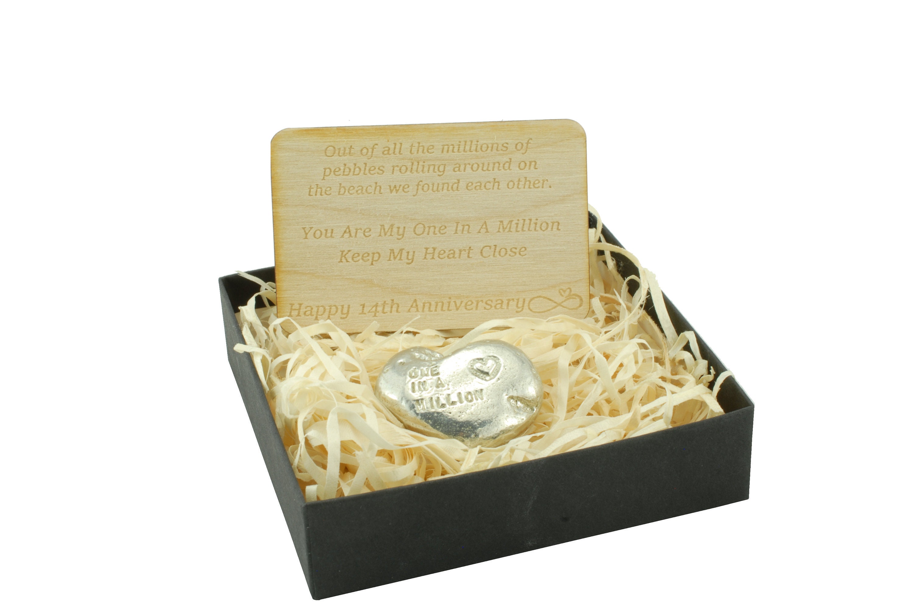 One in a Million tin pebble 14th anniversary keepsake