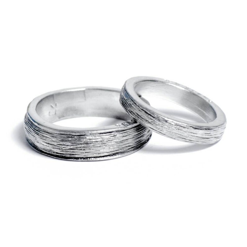 His and Hers 100% Pure Tin Rings Inscribed with 'Ten Years' Perfect 10 Year Anniversary Gift Pair image 1