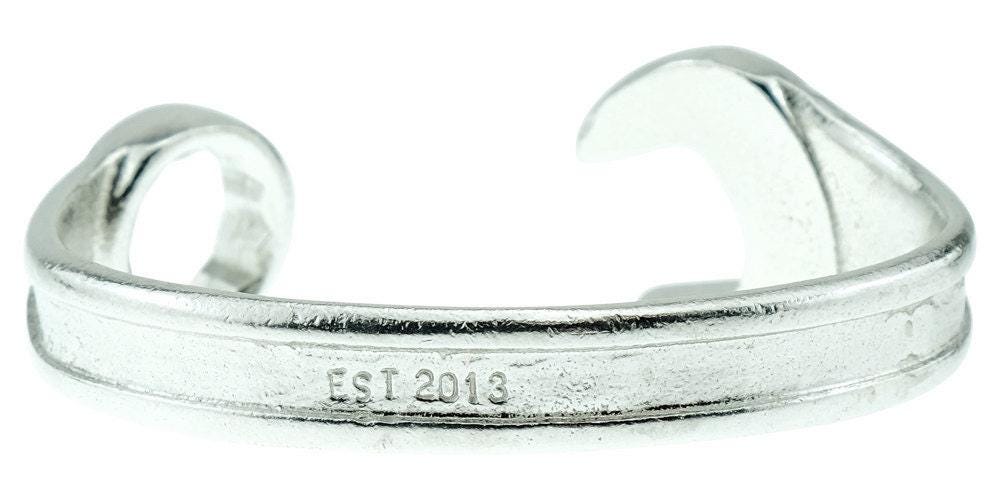 13 Year Anniversary Established 2013 Spanner Wrench Bangle Bracelet