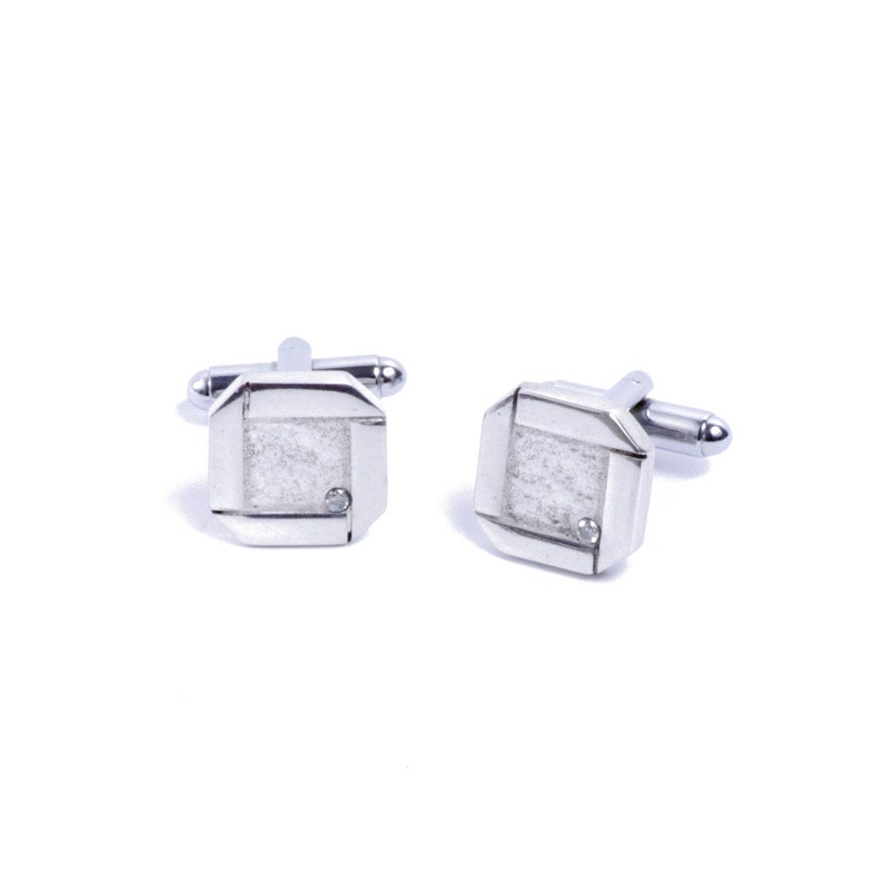 Rustic Tin & Diamond 10th Wedding Anniversary Cufflinks image 1