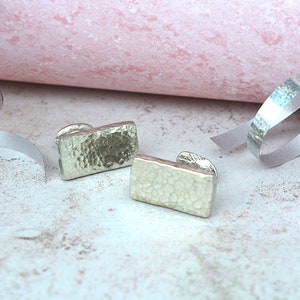 Tin Beaten Rectangle Cufflinks, Anniversary or Birthday Gift