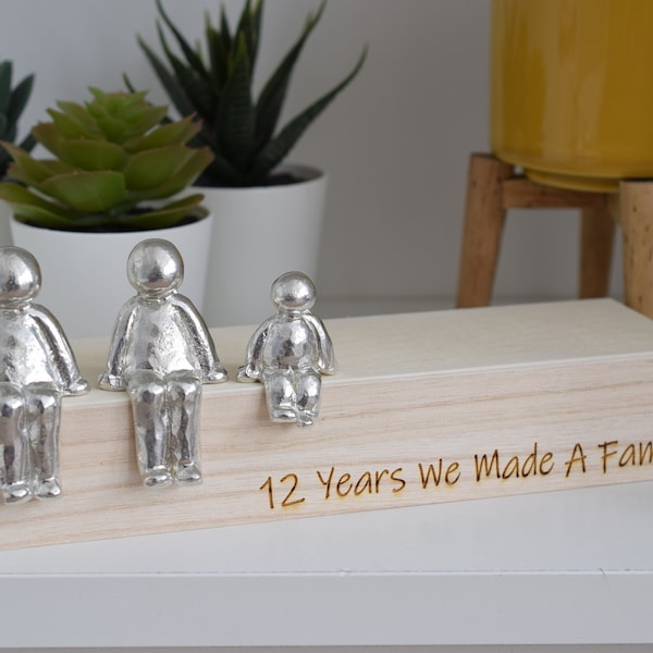 12 Years We Made a Family Sculpture Figurines - 12th Anniversary | Years 1 to 30 Available | Wooden Box Size & Grain Will Vary