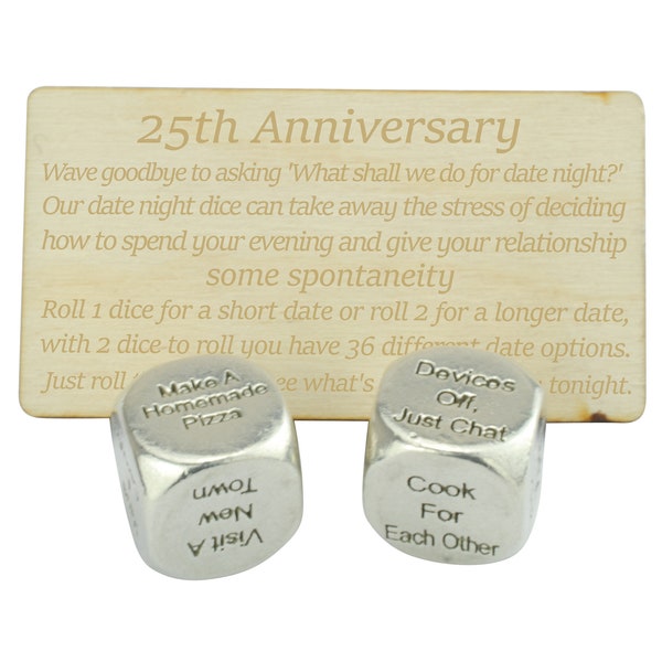 Twenty Fifth Anniversary Date Night Decider Dice - 25th Anniversary