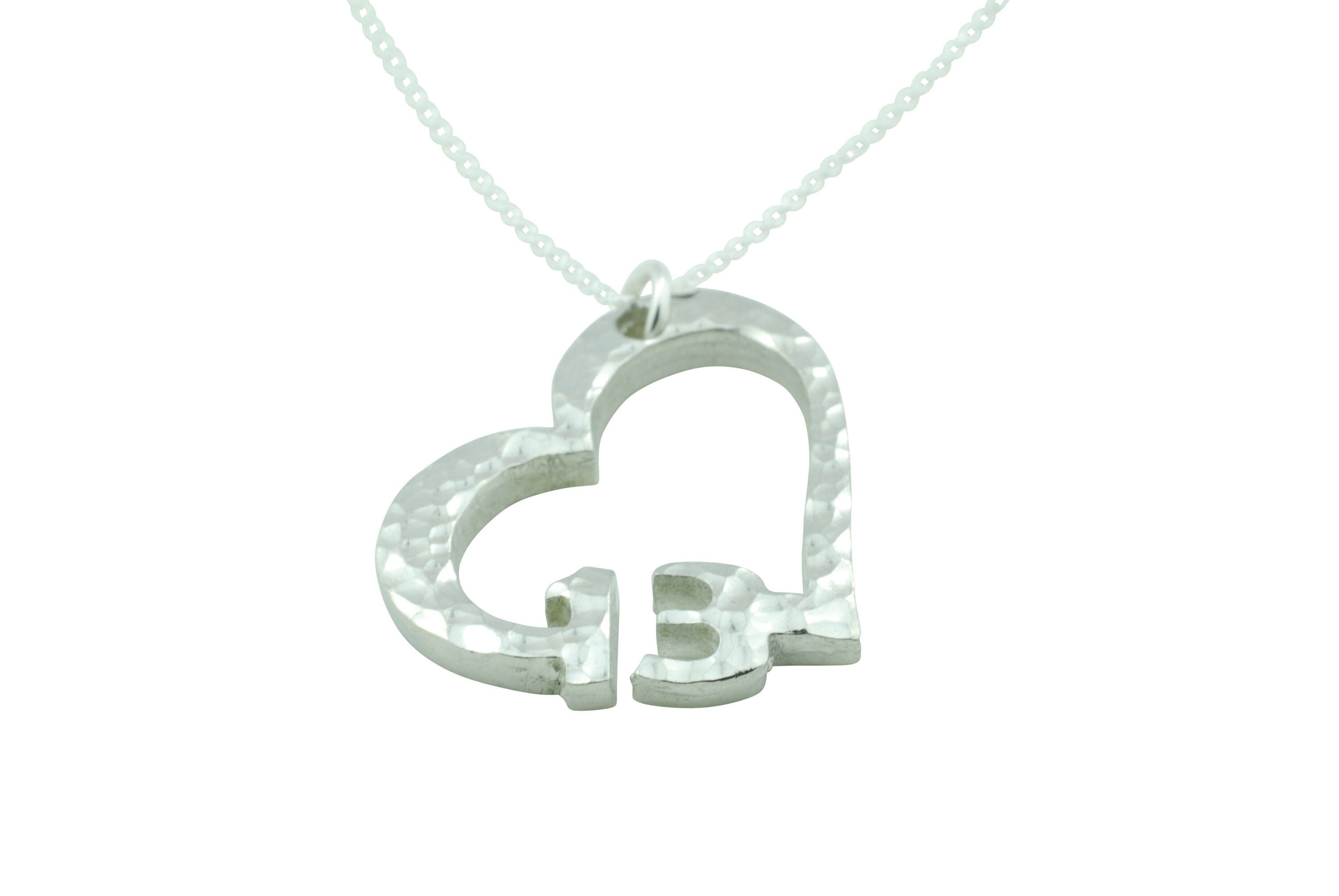 13th Anniversary Beaten Heart Pendant with Sterling Silver Chain