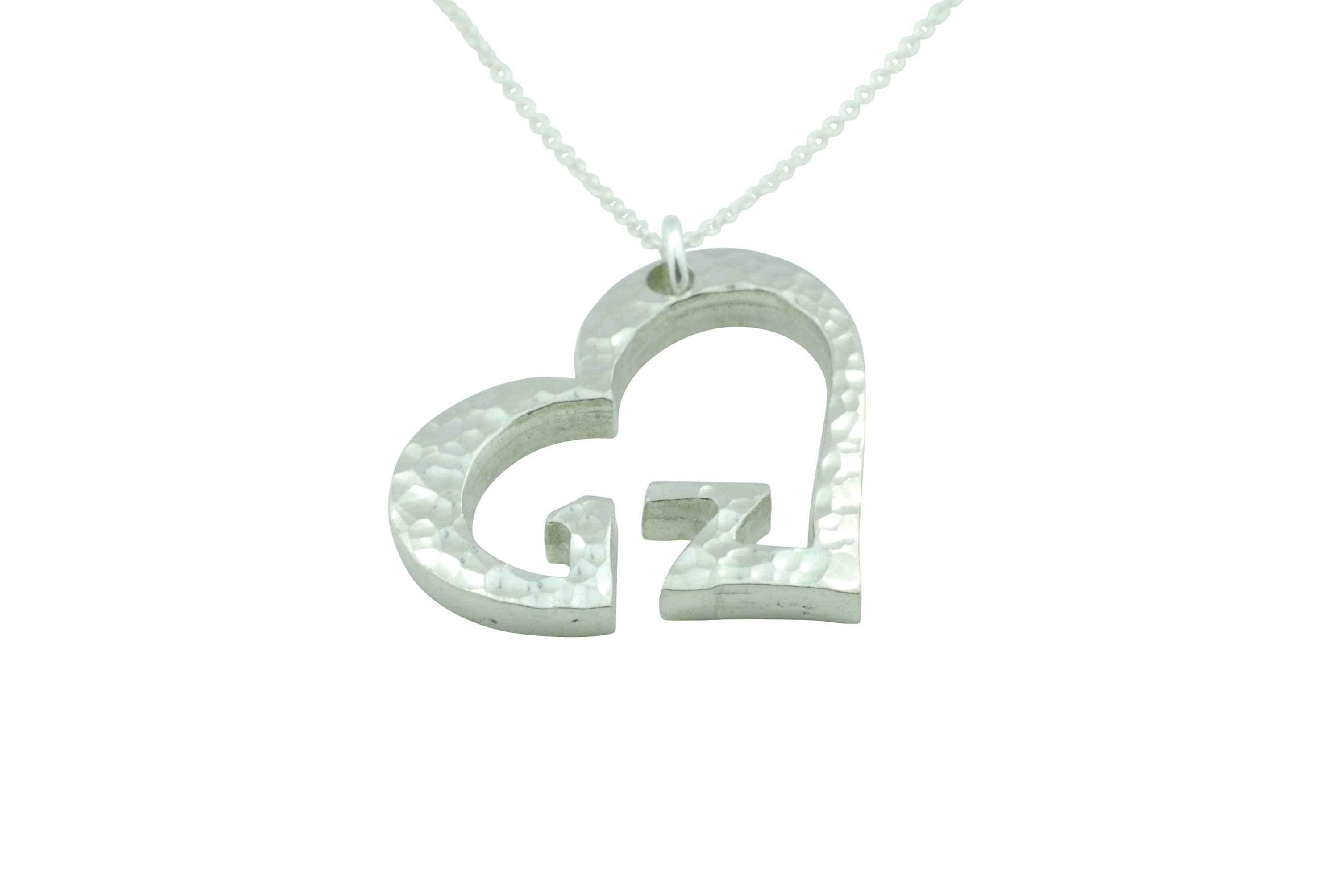 17th anniversary beaten heart pendant with sterling silver chain
