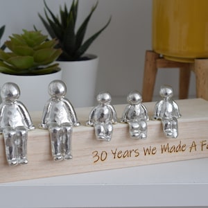 30 Years We Made a Family Sculpture Figurines 30th Anniversary Years 1 to 30 Available Wooden Box Size & Grain Will Vary image 3