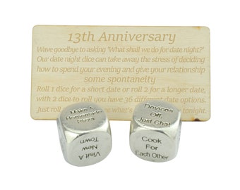 Thirteenth Anniversary Date Night Decider Dice - 13th Anniversary