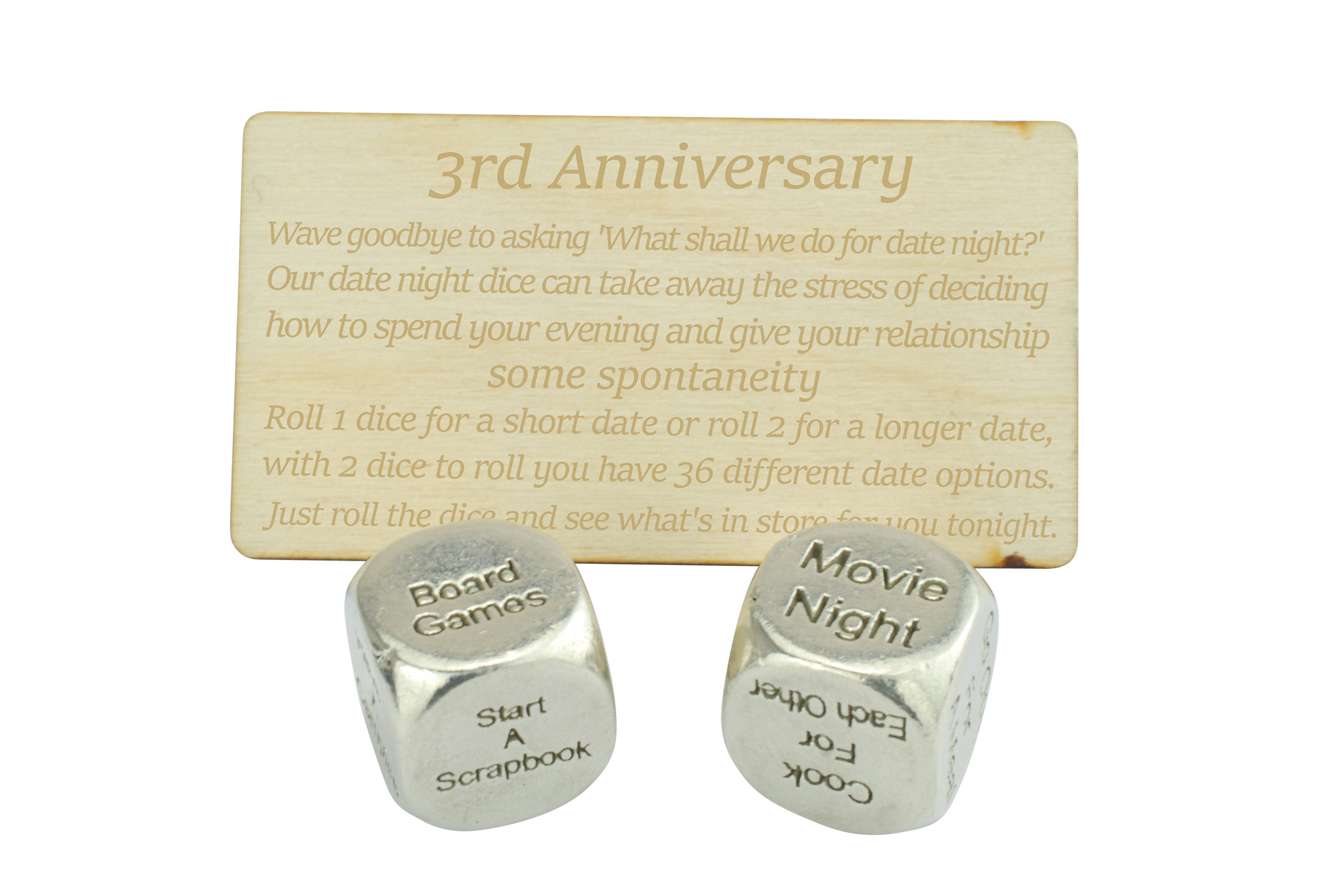 Date Night Decider Dice — 3rd Anniversary Gift