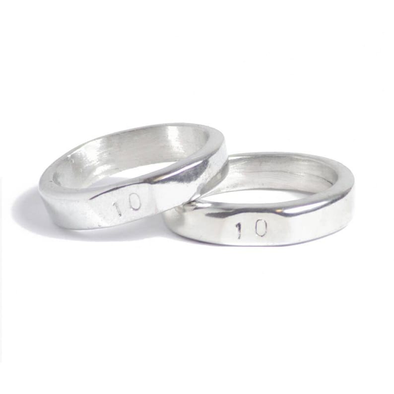 10th Wedding Anniversary Signet Rings Stamped With 10 Made from 100% Pure Tin Pair image 1