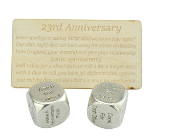 23rd Anniversary Date Night Decider Dice Wooden Anniversary Gift for Couples 23 Year Wedding Anniversary Gift Idea