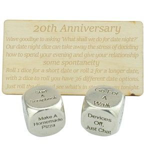 Twentieth Anniversary Date Night Decider Dice 20th Anniversary image 1