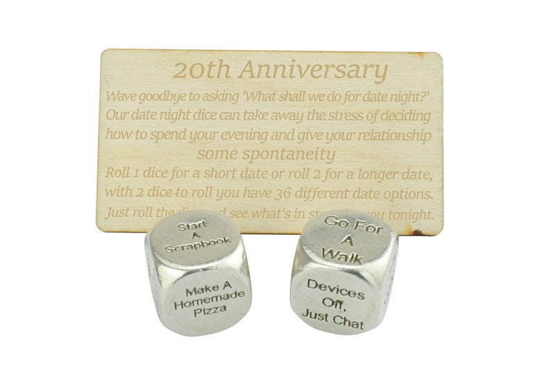 Twentieth Anniversary Date Night Decider Dice 20th Anniversary image 1