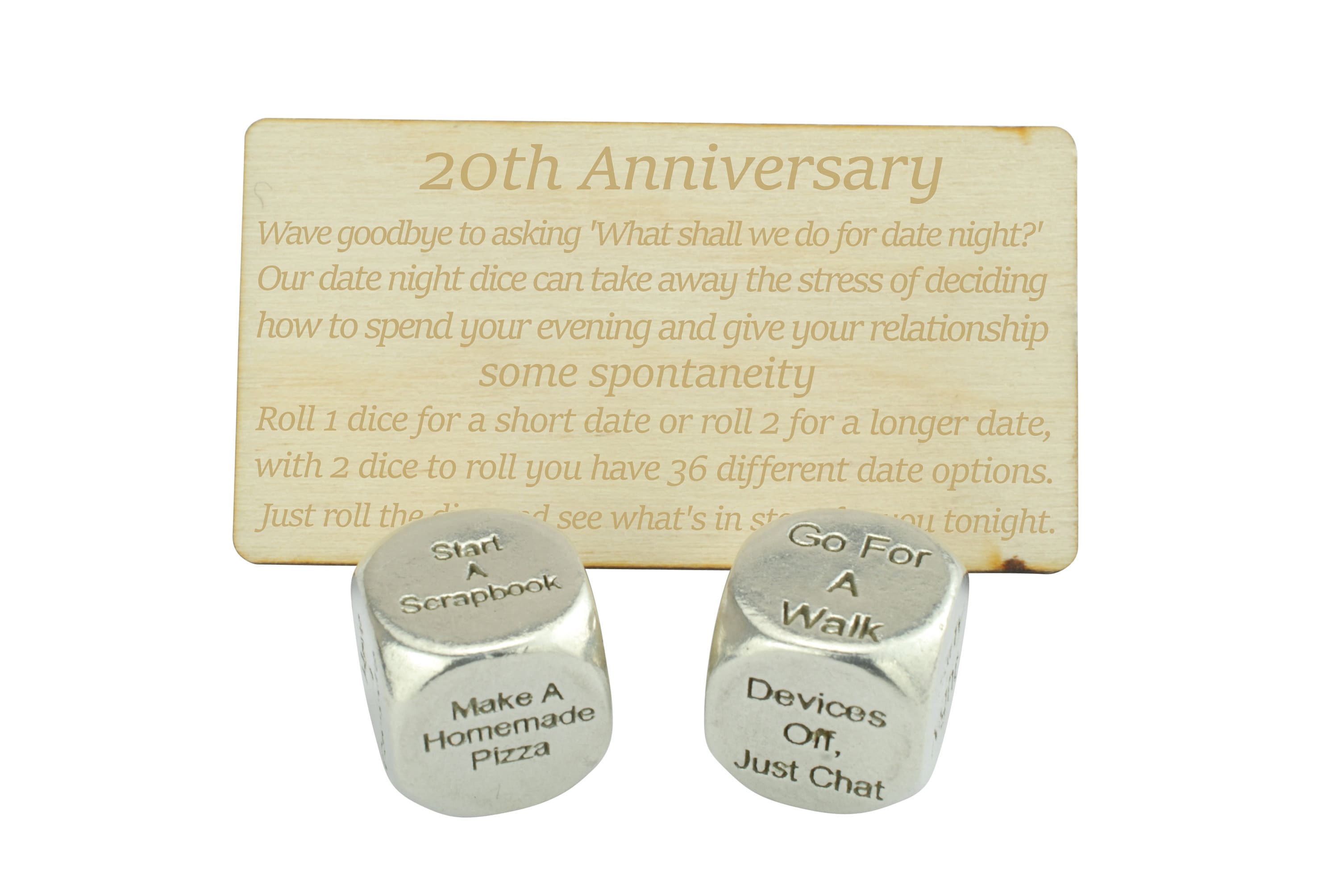 Date Night Decider Dice — 20th Anniversary Gift