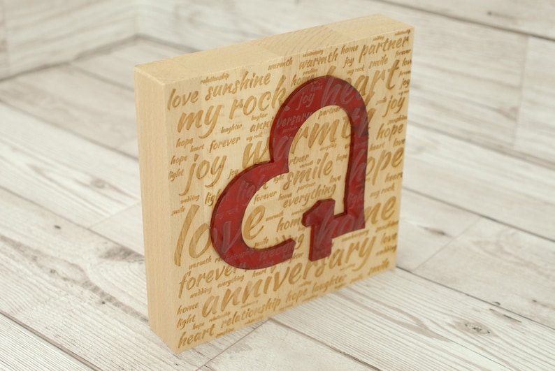 1st Anniversary Wooden Acrylic Decoration Freestanding Modern Gift