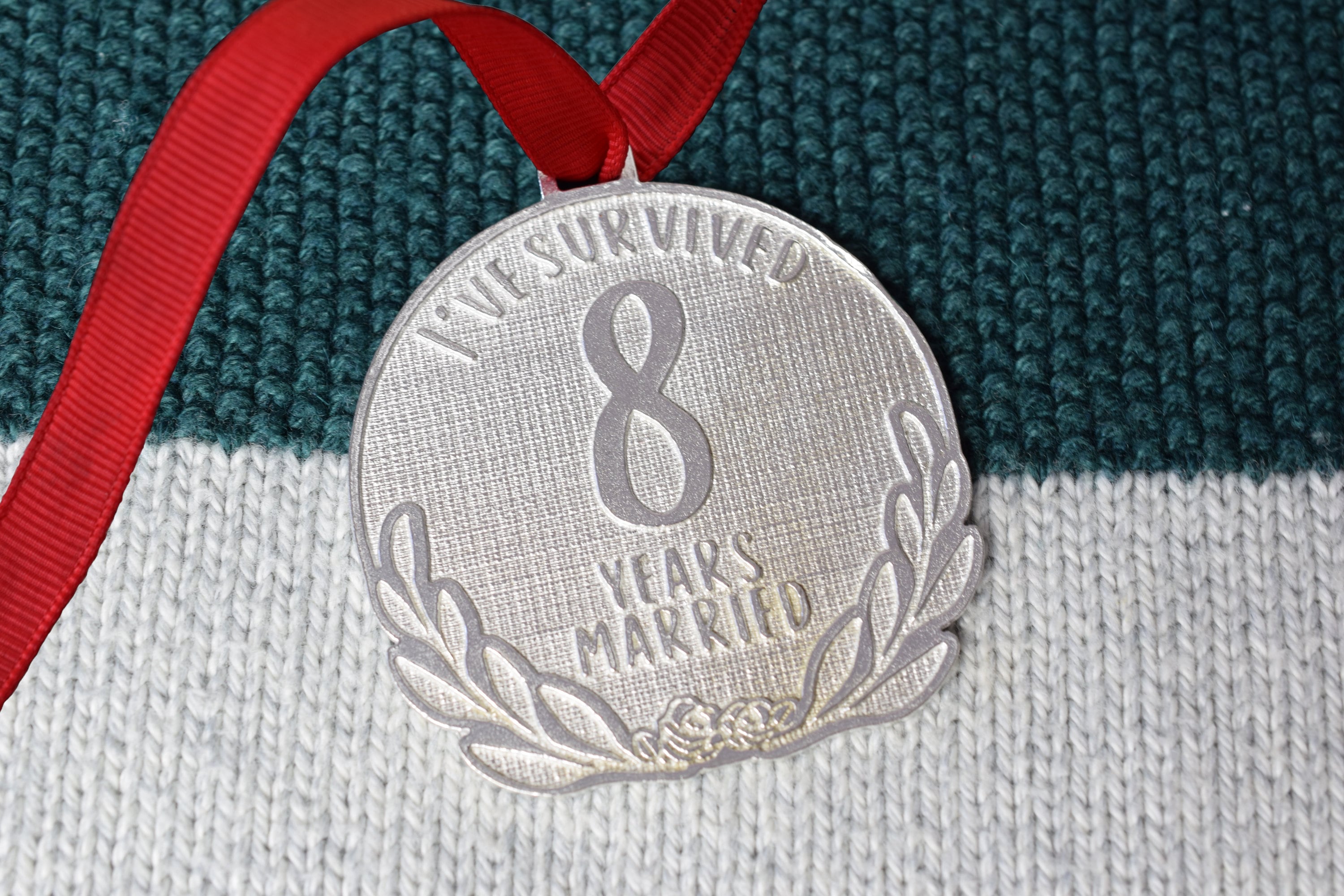 I've Survived 8 Years Married | Anniversary Medal with Sarcastic Phrase