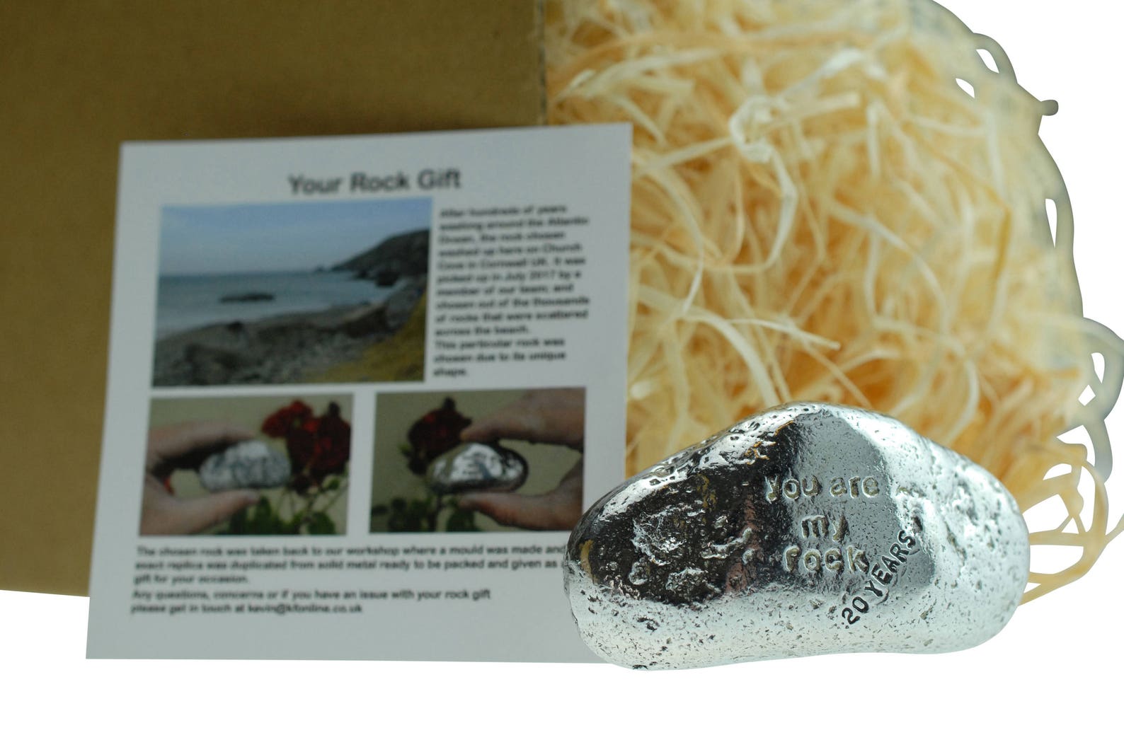 Pirantin 'You Are My Rock' 10th Anniversary Gift - Solid 100% Tin Metal Rock Replica, 200g Heavy Keepsake