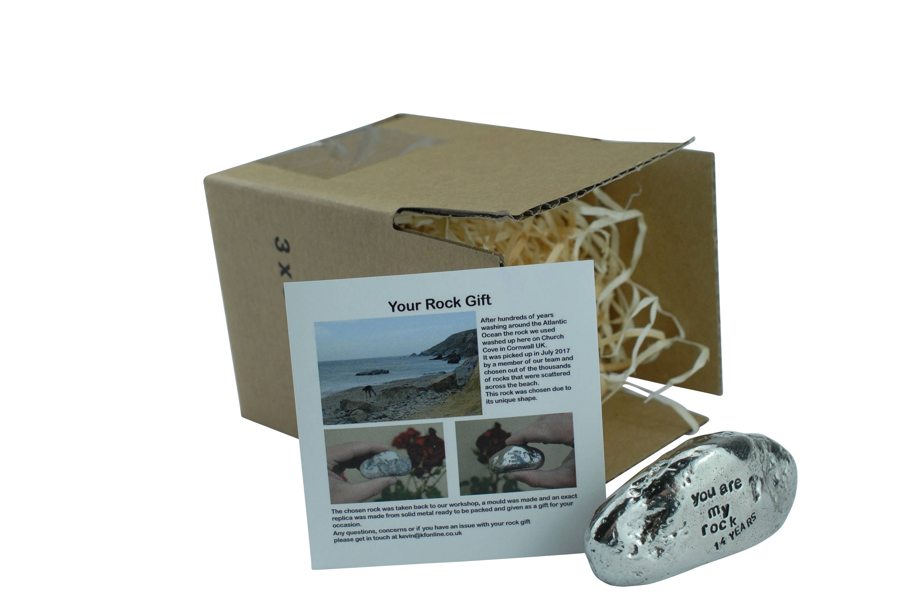 14th Anniversary You Are My Rock solid metal polished rock