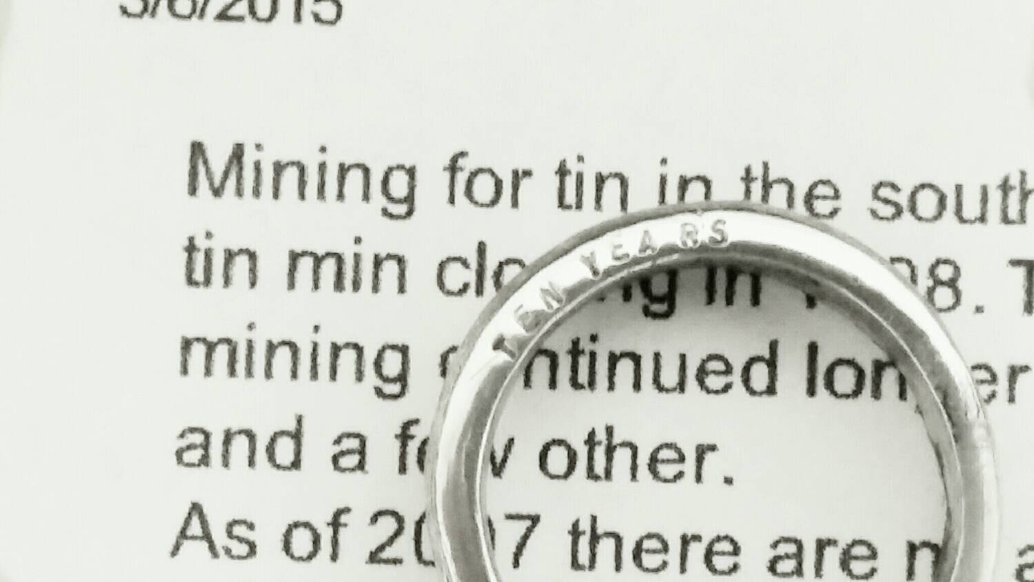 10th Year Wedding Anniversary Tin Rings for Him and Her