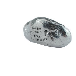 13th Anniversary You Are My Rock Gift Idea Solid Metal Heavy Polished Rock Gift for 13 Year Anniversary image 4