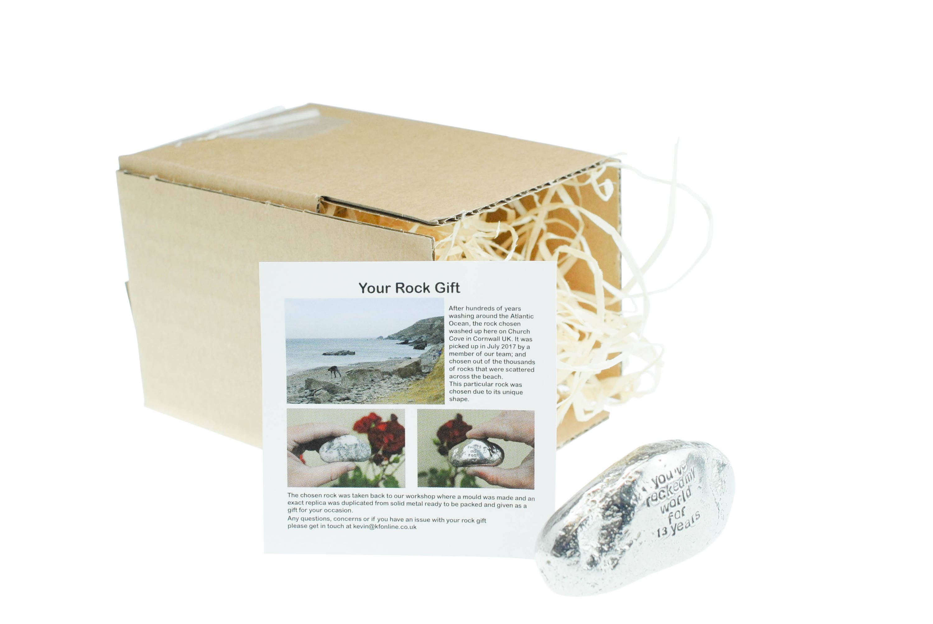 Regalo 13° Anniversario Di Matrimonio - 'You've Been My Rock' - Sasso In Metallo Solido Lucidato A Specchio Con Base In Legno, Da Cornovaglia