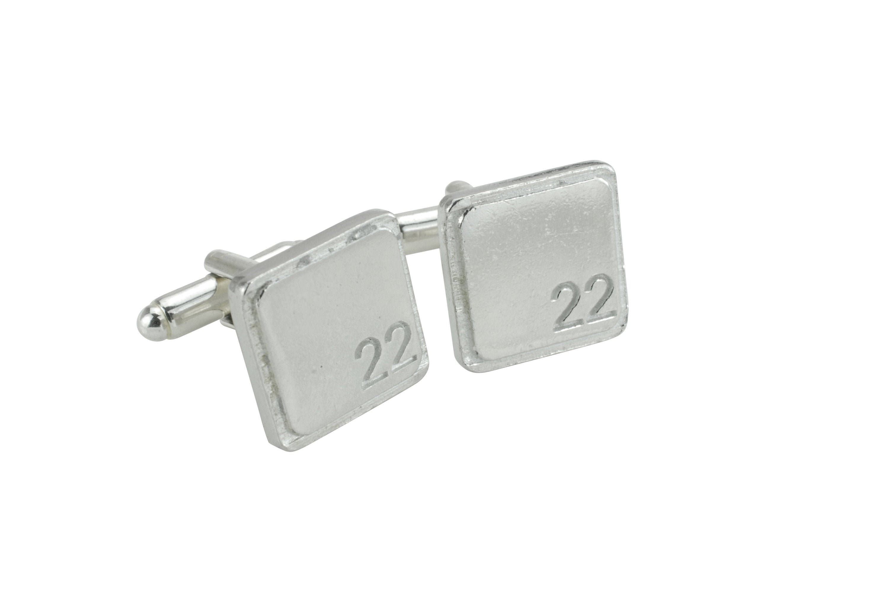 Polished Tin Cufflinks engraved 22