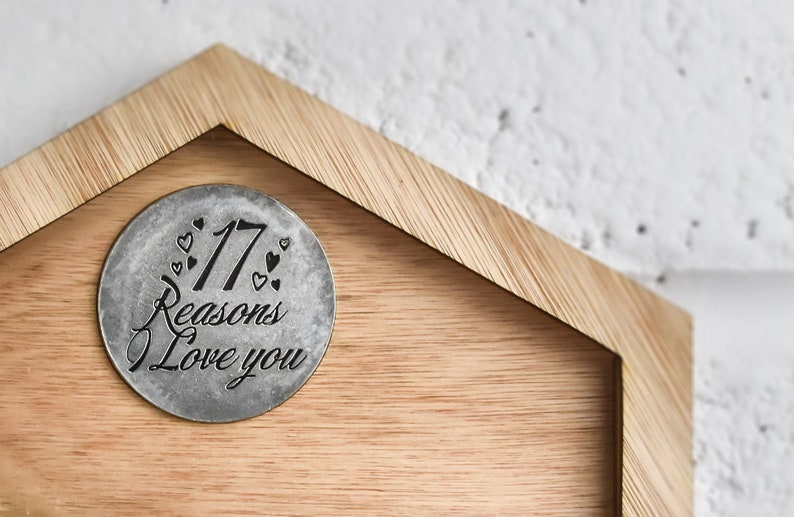 17th Anniversary 17 Reasons I Love You Wooden Wall Frame Full Colour Love Tokens image 3