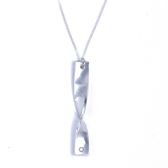 Tenth Wedding Anniversary Diamond and Tin Twisted Pendant Made