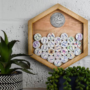 24 Aniversario 24 Reasons I Love You Marco de pared de madera - Fichas de amor a todo color