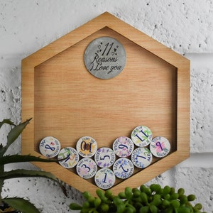 11º Aniversario 11 Reasons I Love You Marco de pared de madera - Fichas de amor a todo color