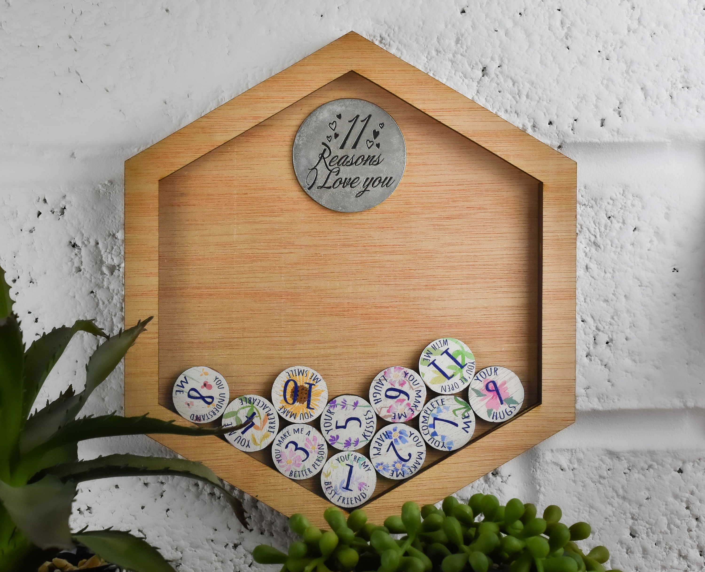 11th Anniversary 11 Reasons I Love You Wooden Wall Frame - F…