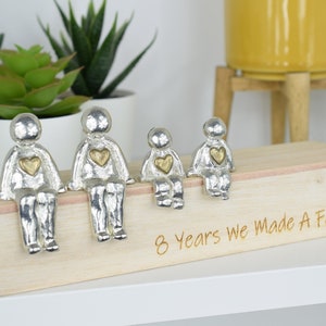 Bronze Anniversary 8 Years We Made a Family Sculpture Figurines with Bronze Hearts 8th Anniversary Wooden Box Size & Grain Will Vary 2 Children