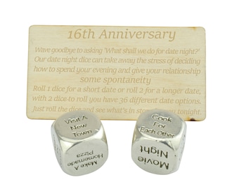 Sixteenth Anniversary Date Night Decider Dice - 16th Anniversary.
