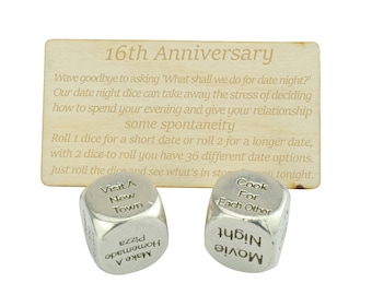 Sixteenth Anniversary Date Night Decider Dice - 16th Anniversary