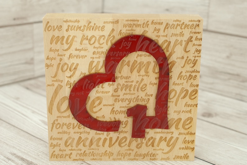 1st Anniversary Wooden Acrylic Decoration Freestanding Modern Gift