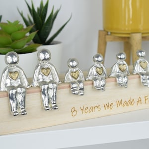 Bronze Anniversary 8 Years We Made a Family Sculpture Figurines with Bronze Hearts 8th Anniversary Wooden Box Size & Grain Will Vary 4 Children