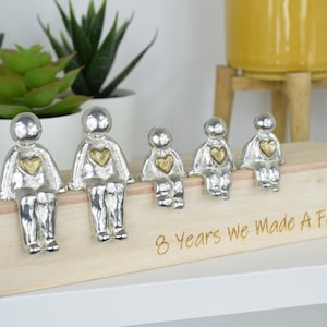 Bronze Anniversary 8 Years We Made a Family Sculpture Figurines with Bronze Hearts 8th Anniversary Wooden Box Size & Grain Will Vary 3 Children