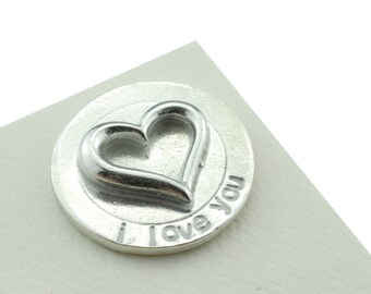 Metal Love Tokens | Kiss Hug Relax Breakfast Date Night and More | Romantic Gift Pouch, Handmade UK
