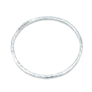 Tin Bangle - 10th Anniversary Gift for Him & Her - Pure Tin Beaten Bangle Inscribed With 10 Years. 3 sizes available