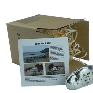 13th Anniversary You Are My Rock Gift Idea Solid Metal Heavy Polished Rock Gift for 13 Year Anniversary image 2