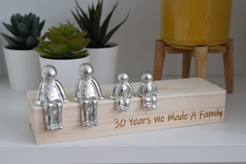 30 Years We Made a Family Sculpture Figurines 30th Anniversary Years 1 to 30 Available Wooden Box Size & Grain Will Vary image 2