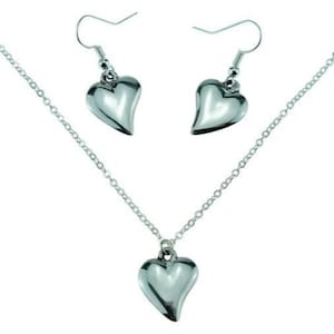 10th Anniversary Tin Heart Jewellery Set – Handcrafted Pure Tin Necklace & Earrings, Unique 10 Year Gift for Wife