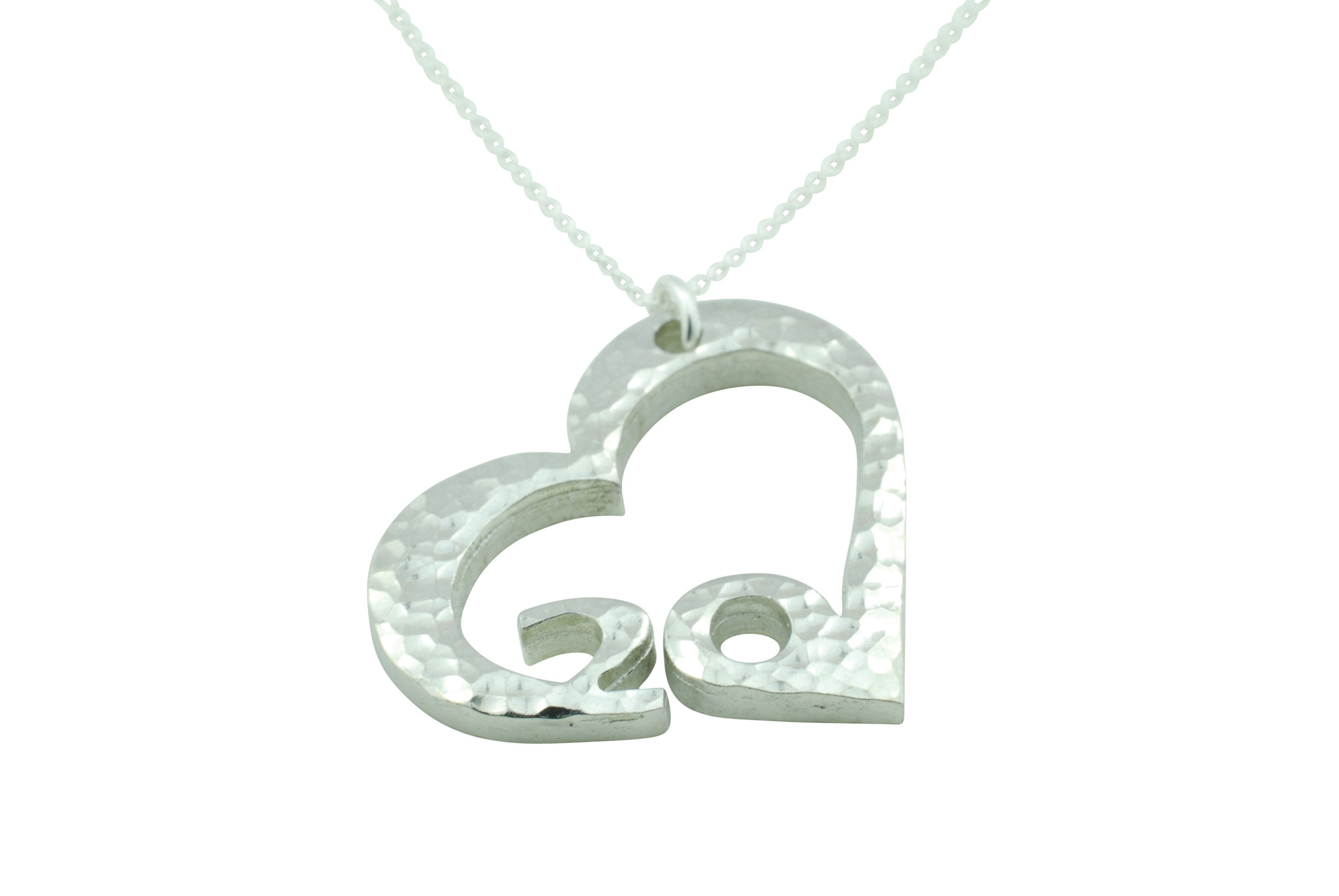 Beaten Heart Pendant with Sterling Silver Chain