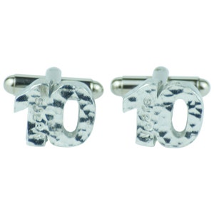 10 Year Anniversary Cuff links - Hammered Rustic Effect Made for the Perfect 10th Anniversary Gift  …