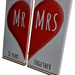 Mr & Mrs 18 Years Together - 18th Anniversary Double Tile Ornament (free stand)