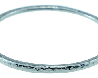 Tin Bangle - 10th Anniversary Gift for Him & Her - Pure Tin Beaten Bangle Inscribed With 10 Years