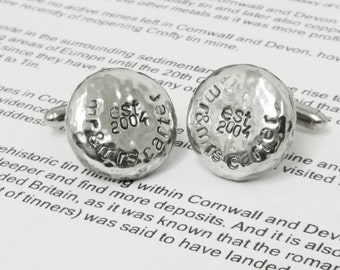 Tenth Year Anniversary Personalized Chunky Pure Tin Cufflinks