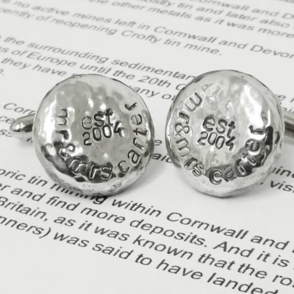 Tenth Year Anniversary Personalized Chunky Pure Tin Cufflinks