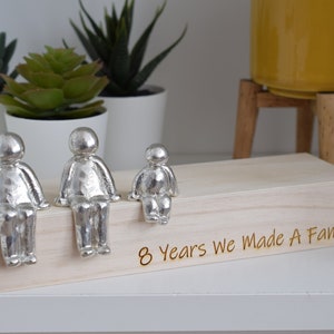 8 Years We Made a Family Sculpture Figurines - 8th Anniversary | Years 1 to 30 Available | Wooden Box Size & Grain Will Vary