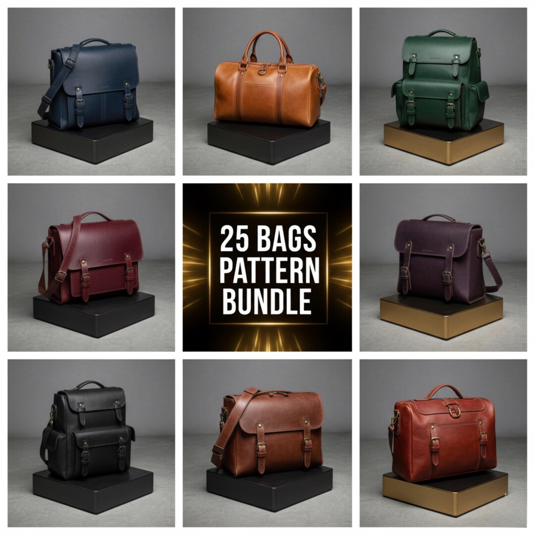Leather Bag Patterns Bundle | 25+ PDF SVG DXF Templates - Etsy